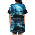 thumbnail image 6 of Balery Hawaiian Beach Pirate Moon Pattern Womens Pajama Sets 2 Piece Soft Short Sleeve Top and Shorts Sleepwear Round Neck Pjs Lounge Set with Pockets-Medium, 6 of 7