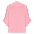 thumbnail image 4 of Tumotour Summer Tops For Women V Neck Tops Dressy Button Casual 3/4 Tiered Lace Bell Sleeve Work Blouses Solid-Color Loose Shirts Solid Color Cute Tshirts, 4 of 6