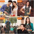 thumbnail image 7 of Black Cartoon Dinosaurs Infos Pattern Apron-Garden Aprons for Women with Pockets-Cotton Linen Waterproof Kitchen Cooking Gardening Aprons Adjustable for Kitchen,Cooking,BBQ and Salon 33x27 Inch, 7 of 7