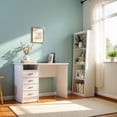 thumbnail image 3 of FurniFact White Desk with 4 Drawers - Modern Office Desk for Storage and Productivity, 3 of 5