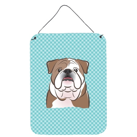 Carolines Treasures BB1157DS1216 Checkerboard Blue English Bulldog Wall and Door Hanging Prints