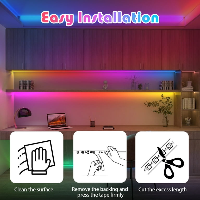16ft Super Bright Multicolor 300 LED Flexible Strip Lights With Adhesive  and Remote