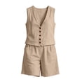 thumbnail image 4 of FchengtaiS Womens 2 Piece Short Sets Button Down Vest Top and Shorts with Pockets Summer Matching Outfits, 4 of 7