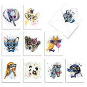 Funky Colorful Creatures: 10 Assorted Blank All Occasions Notecards Showing with
