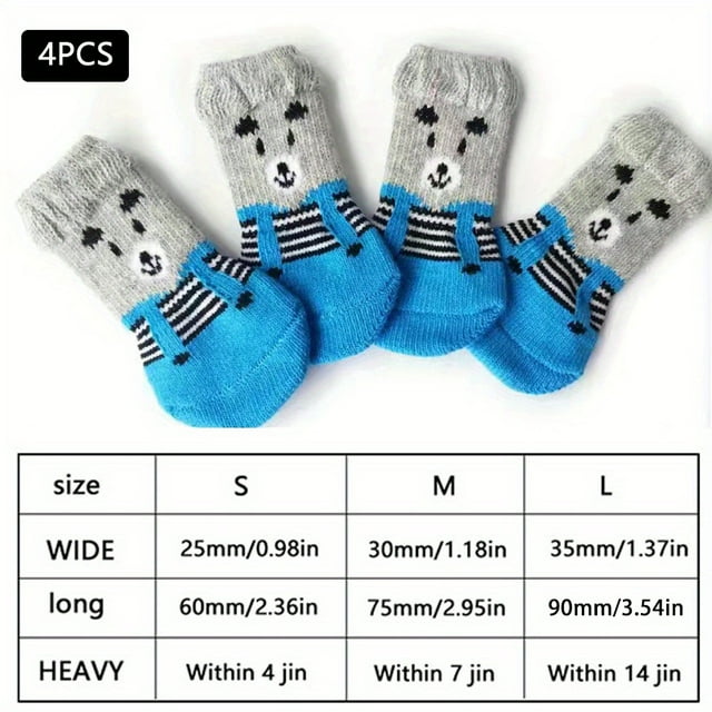 4PCS Pet Paw Protection Dog Socks For Pet Dog Small Cat Non-slip Pet Socks Christmas Gift Pattern