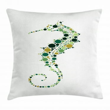 Seahorse Throw Pillow Cushion Cover, Pointillist Technique Hippocampus Design in Pastel Colors Ocean Wildlife Theme, Decorative Square Accent Pillow Case, 16 X 16 Inches, Multicolor, by Ambesonne