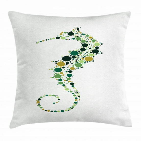 Seahorse Throw Pillow Cushion Cover, Pointillist Technique Hippocampus Design in Pastel Colors Ocean Wildlife Theme, Decorative Square Accent Pillow Case, 24 X 24 Inches, Multicolor, by Ambesonne