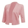 thumbnail image 3 of FOLUNSI Women's 3/4 Sleeve Cropped Cardigans Sweaters Jackets Open Front Short Shrugs for Dresses, 3 of 8