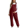 thumbnail image 2 of Women's Maternity Corduroy Sleeveless Overalls Fall Adjustable Strap Cuffed Ankle Fashion Casual Pregnancy Jumpsuit S-XXL, 2 of 7