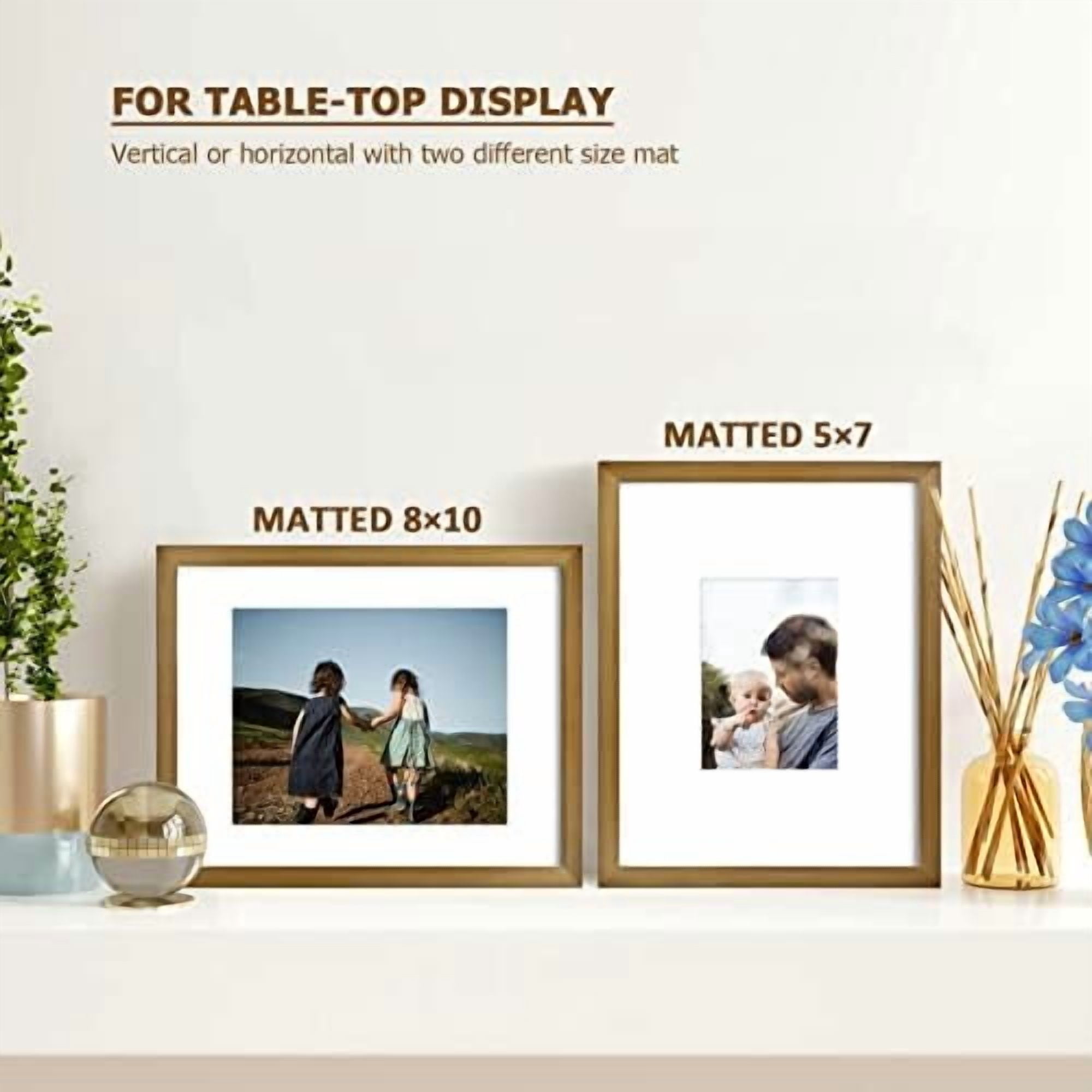 11x14 Picture Frame Brown, Solid Wood Frame 11x14 with Acrylic Plexiglass for Pictures 5x7/8x10 With Mat,Tabletop and Wall Display, 11 x 14 Picture Frame Set of 1