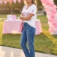 thumbnail image 5 of JULMCOMO Breast Cancer Shirts for Women V Neck Pink Ribbon Breast Cancer Awareness Short Sleeve Loose Comfy Tops Casual Survivor Support Graphic Tees White L, 5 of 7