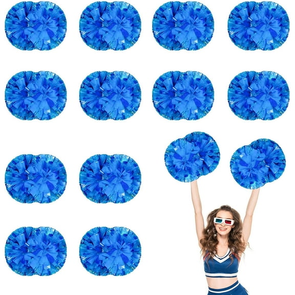 12 PCS pom poms Cheerleading,13.8inch Sports Team Spirits Cheering Squad Dance Training with Handle