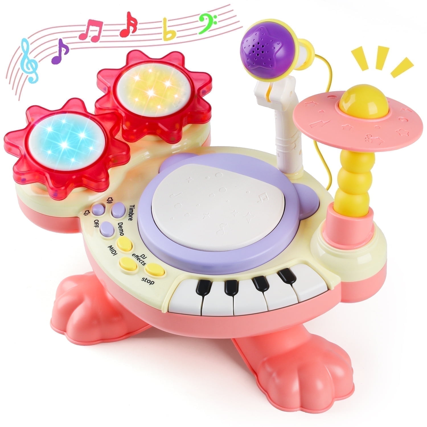 HopeRock Baby Toys, Toddler Drum Set for Ages 1 2 3 4, Baby Drum Toys for Ages 2-4 Years Old,with Light up and Music Instruments Birthday Gift for Toddlers.