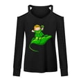 thumbnail image 4 of St Patricks Day Shirts for Women Sexy Cold Shoulder Mesh Long Sleeve Clover Gnome Print Shamrock Blouse Tops T Shirt, 4 of 5