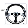thumbnail image 2 of Pactrade Marine Boat Pontoon Non-Magnetic Steering Wheel Aluminum Frame Polyurethane (PU) Sleeves 3 Spokes 12-1/2" Diameter Aluminum Hub with 3/4" Tapered Bore (Silver, Black Spokes), 2 of 6