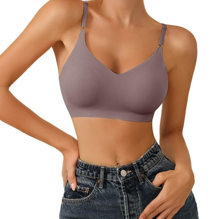

CLZOUD Full Coverage Bras for Women Rose Gold Polyester Womens Comfort Lightly Lined Seamless Wireless Triangle Bralette Bra S
