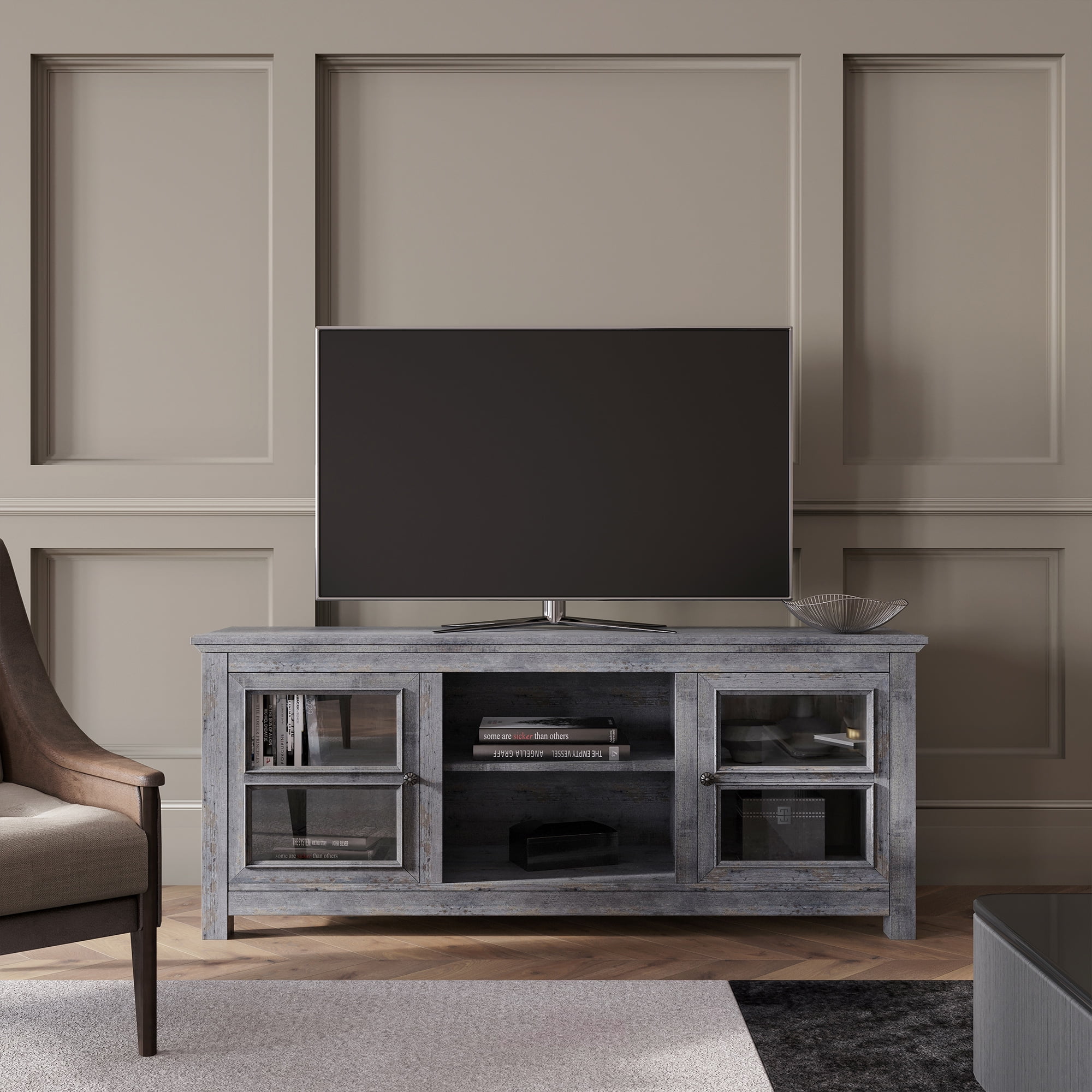 BELLEZE TV Stand Media Entertainment Center Console Kenton (Light
