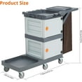thumbnail image 4 of IdeaHouse Janitorial Cart with 2 Cabinets, 3-Shelf Commercial Cleaning Cart on Wheels with Cover & Vinyl Bag, Silent Casters, Heavy-Duty Housekeeping & Custodial Utility Cart, 4 of 7