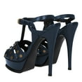 thumbnail image 4 of YDN Women Open Toe Studded T-Strap Sandals Platform Buckle Super High Heels Sexy Cocktail Party Show Shoes Size 8 Blue, 4 of 5