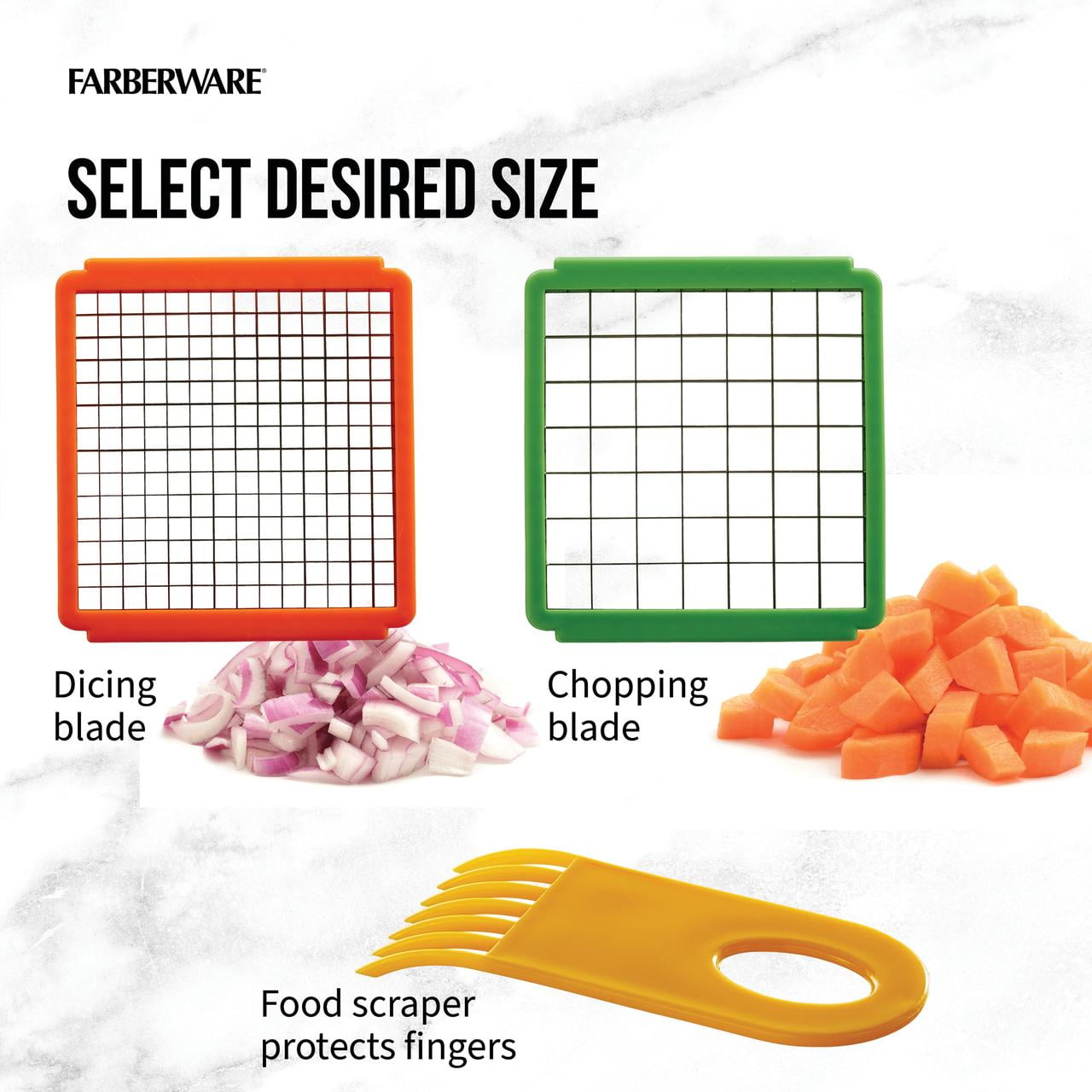 Farberware Professional Vegetable Chopper, Stainless Steel Blades, White