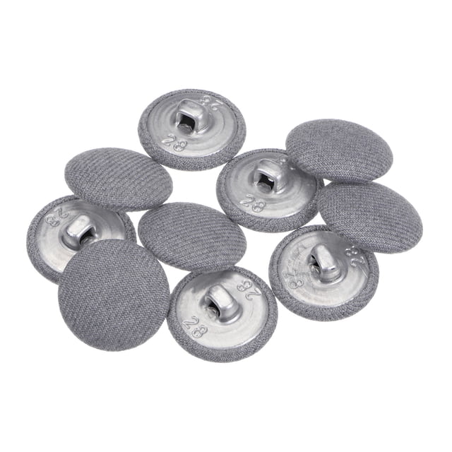 Unique Bargains 10pcs 28L Fabric Cloth Covered Button 18mm Round Metal Shank Sewing Buttons for Suits Dress Blouses, Grey
