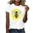 thumbnail image 2 of QUNYINEY Crew Neck Shirts for Women Trendy Bee Short Sleeve Casual Tops Summer Loose Pullover Tops for Women, 2 of 5