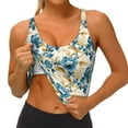 thumbnail image 3 of Balery Vintage Blue Flowers Sujetadores deportivos con espalda cruzada para mujer, acolchados, sin costuras, de alto impacto, ideales para yoga, gimnasio, entrenamiento y fitness.-, 3 of 8