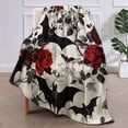 thumbnail image 2 of Gothic Floral Blanket,Roses and Bat Flannel Throw Blankets,Soft Warm Lightweight Cozy Plush Halloween Goth Throws for Bedroom Sofa Home Decor Gifts for Women Girls Color179, 2 of 7