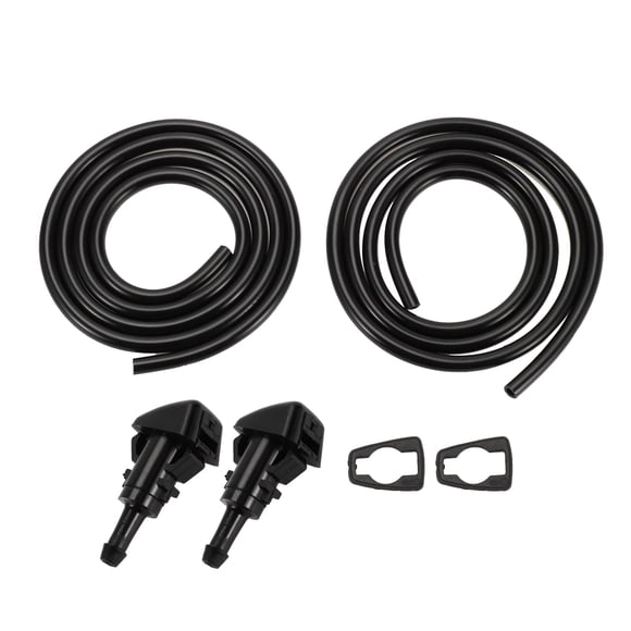 Boquilla de lavado de parabrisas Unique Bargains para Jeep Patriot 2009-2017 No. 5303834AB Frontal Negra con 2 juntas, 2 piezas de manguera de 1 metro, 1 juego