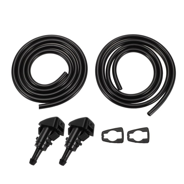 Boquilla de lavado de parabrisas Unique Bargains para Jeep Patriot 2009-2017 No. 5303834AB Frontal Negra con 2 juntas, 2 piezas de manguera de 1 metro, 1 juego