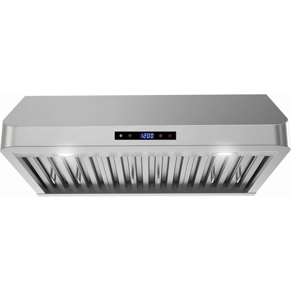 Streamline 30 in. Montecreto Ductless Undermount 406 CFM Range Hood in Brushed Stainless Steel with Baffle Filters, Touchpad Control, LED Lights