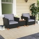 thumbnail image 3 of Costway 3 PCS Patio Rattan Furniture Set Cushioned Sofa Storage Table with Wood Top Grey, 3 of 10