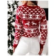 thumbnail image 6 of Women's Christmas Sweater Elk Snowflake Knit Round Neck Pullover, 6 of 9