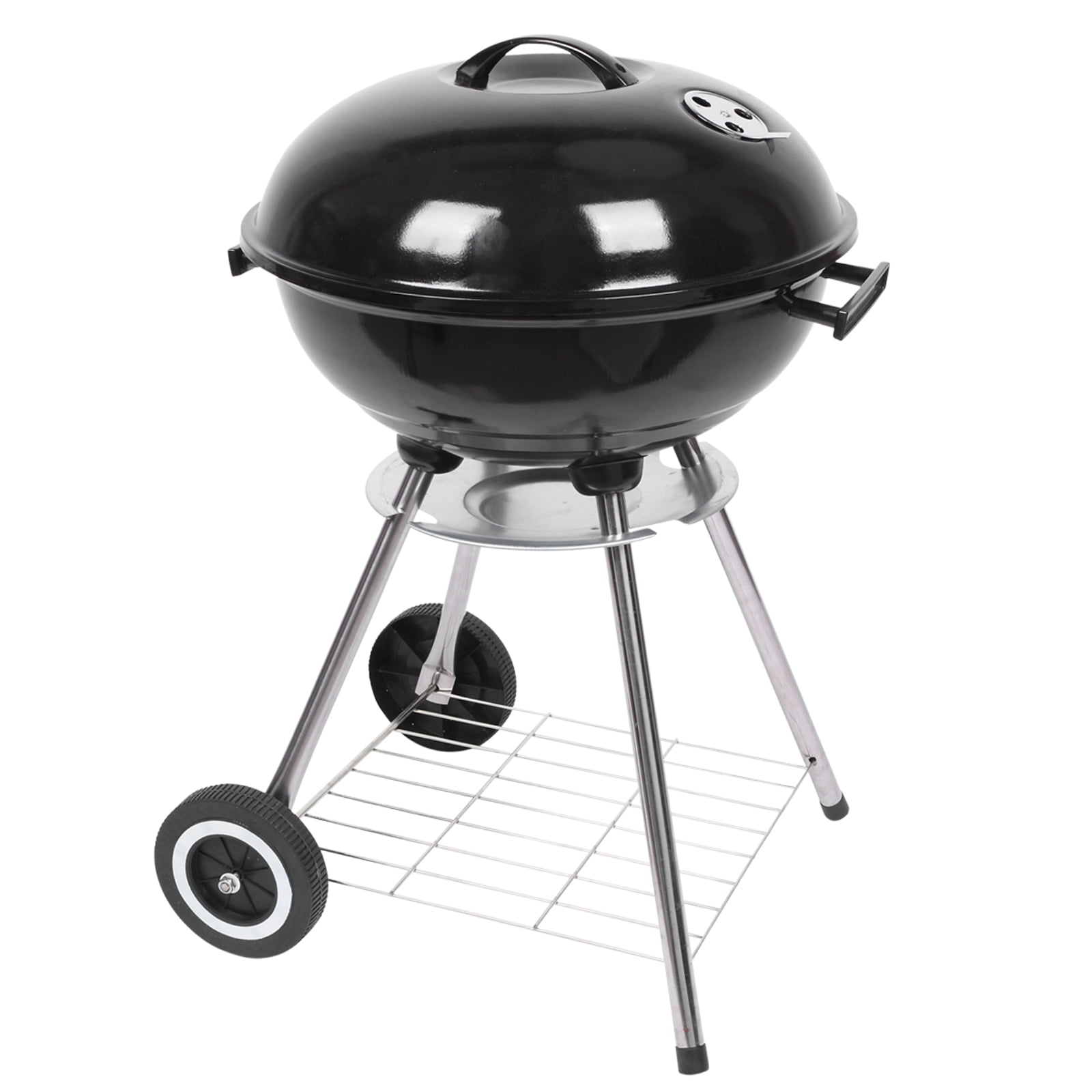 FENGFAN 18 Inch Enamel Charcoal Grill, Portable Apple BBQ Stove with Wheels for Outdoor Camping Backyard