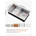 thumbnail image 4 of dokea 33” Kitchen Sink – Undermount Double Bowl Stainless Steel Bar Sink, 4 of 9