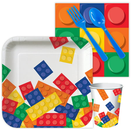 Lego Look Block Party Birthday Standard Tableware Kit (Serves 8) - Supplies