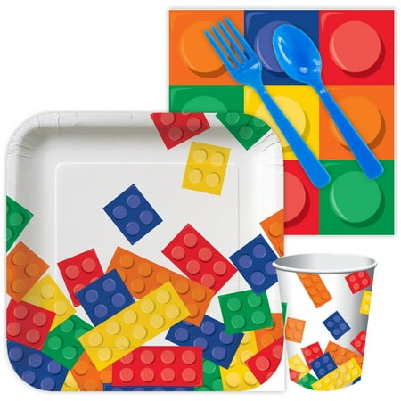 - Lego Look Block Party Birthday Standard Tableware Kit (Serves 8) - Supplies