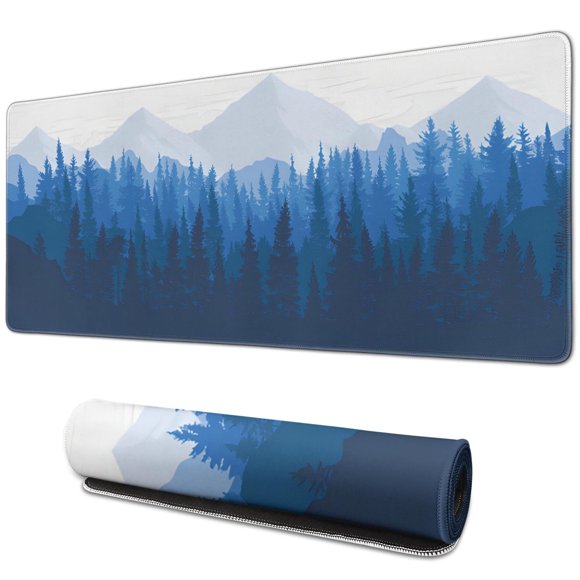 Tapis de Souris à Thème Forestier - Tapis de Bureau Antidérapant avec Bords Cousus Durables, Améliore l'Expérience de Jeu et de Travail - 31.5 x 11.8 Pouces