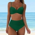 thumbnail image 2 of Huesdet Women Two Piece Swimsuits High Waisted Bikini Set Ruffle Flounce Tummy Control Bottoms Bathing Suit(Green,XL), 2 of 7