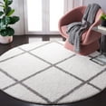 thumbnail image 2 of SAFAVIEH Tahoe Elwyn Trellis Shag Area Rug, 6'7" x 6'7" Round, White/Grey, 2 of 8