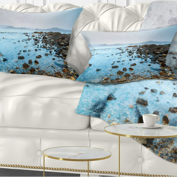 Designart Hong Kong Port Shelter Stony Beach - Seashore Throw Pillow - 12x20