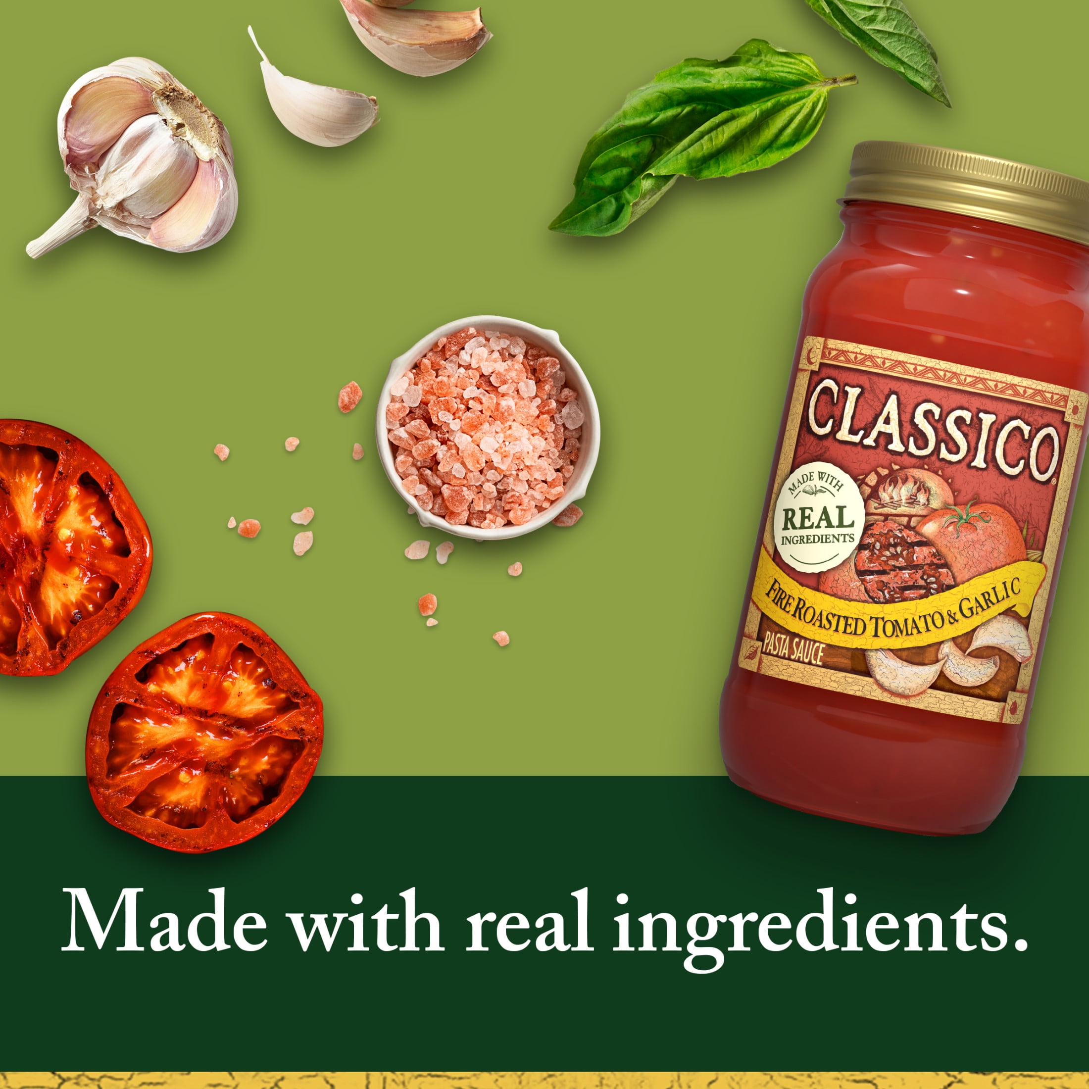 (6 pack) Classico Fire Roasted Tomato & Garlic Pasta Sauce, 24 oz Jar