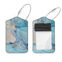 RATGDN 2Pcs Blue Teal Marble Luggage Tags, Includes Information Card