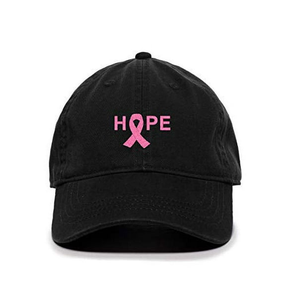 Tech Design Hope with Ribbon Baseball Cap Embroidered Cotton Adjustable Dad Hat Black