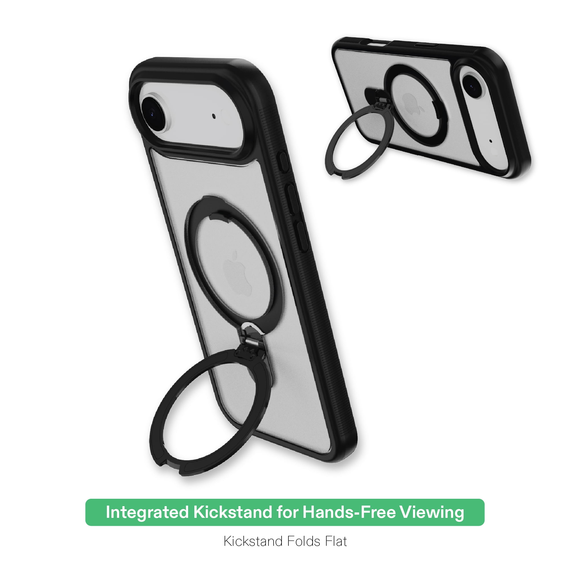 onn MagSafe Compatible Phone Case with Kickstand for iPhone Air - Black/Frosted Clear
