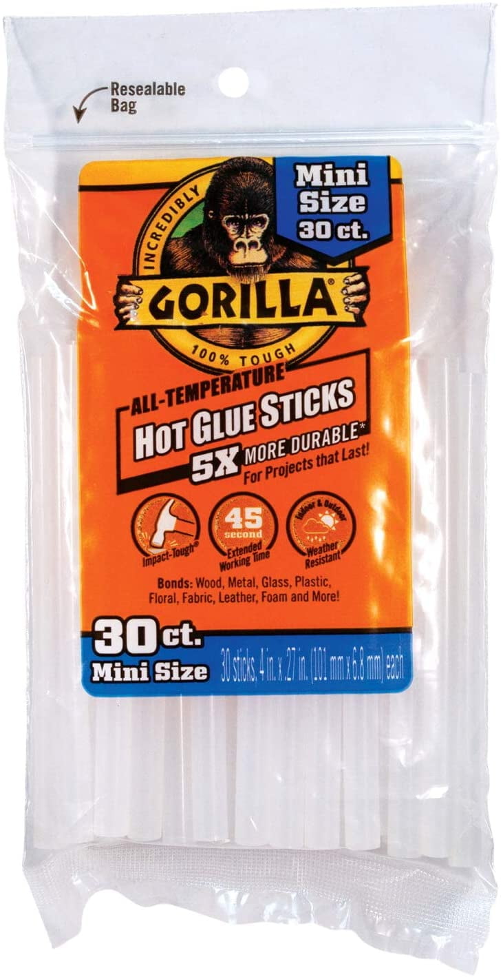 Gorilla 3023003 Mini All Temperature Hot Glue Sticks 4 in. x 0.27 in