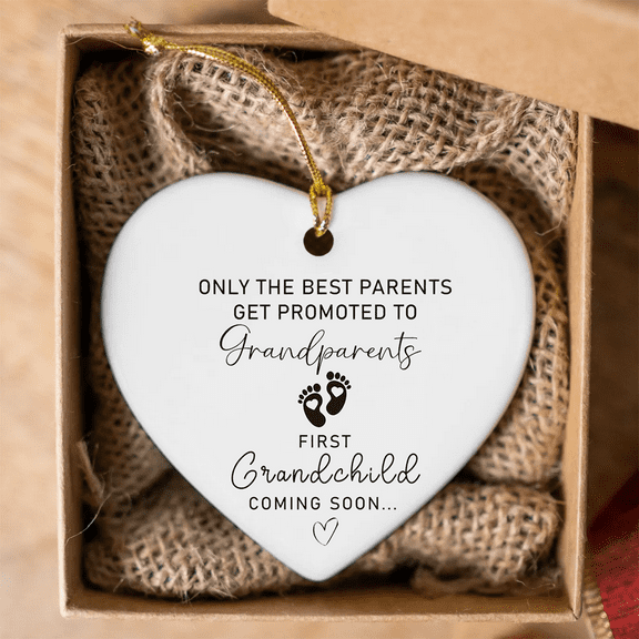 First Time Grandparents-Pregnancy Announcement Gifts for Grandparents-First Grandbaby Gift-New Baby Surprise-First Grandchild Coming Soon Heart Shaped Ornament