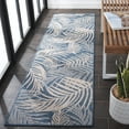 thumbnail image 3 of SAFAVIEH Beach House Kaeden Botanical Indoor/Outdoor Runner Rug, Blue/Ivory, 2'2" x 10', 3 of 16