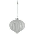 thumbnail image 6 of Northlight Striped Ball and Onion Glass Christmas Ornaments - 3" (80mm) - White and Silver  - 4ct, 6 of 7