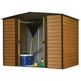 thumbnail image 3 of Arrow Woodridge Coffee/Woodgrain Steel Storage Shed, 3 of 6